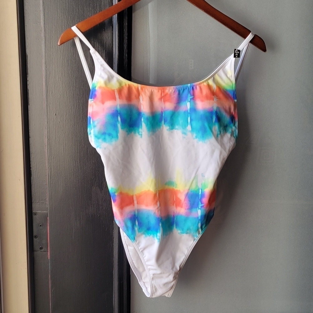 PINK Victoria's Secret White and Blue One Piece Swimsuit - Picture 2 of 7